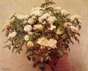 Rose Trees - White Roses - 亨利·方丹·拉图尔